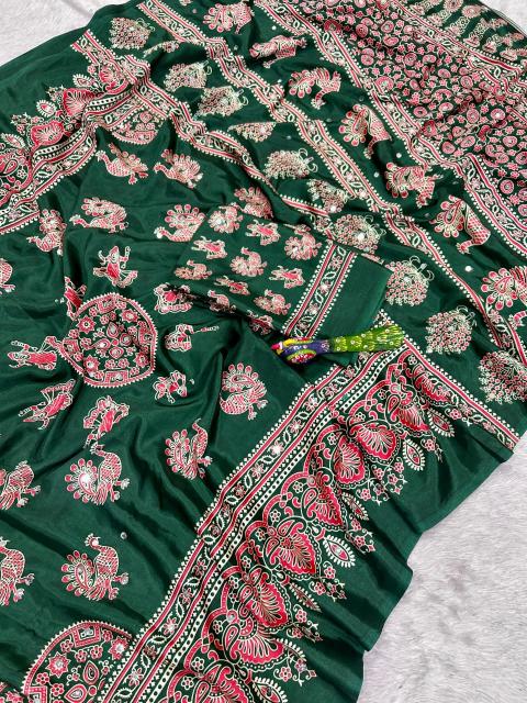 Vastrangan ajarakh print gujarat wholesale saree market